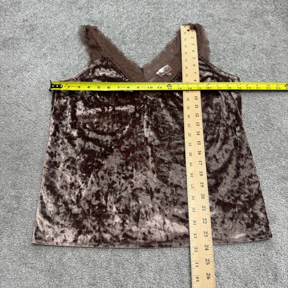 Heartloom Velvet Lace Trim Tank Top Womens Large Bronze Brown Sleeveless Casual - Picture 6 of 11